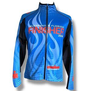 Sugoi Mens IronMan Finisher Cycling Jacket Sz Large Blue Pockets 2008 Clearwater